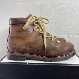 Vintage Raichle Switzerland Brown Leather Mountaineering Hiking Boots Mens 11 W